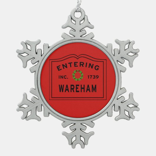 Kerstmis in Town Wareham Tin Sneeuwvlok Ornament (Voorkant)