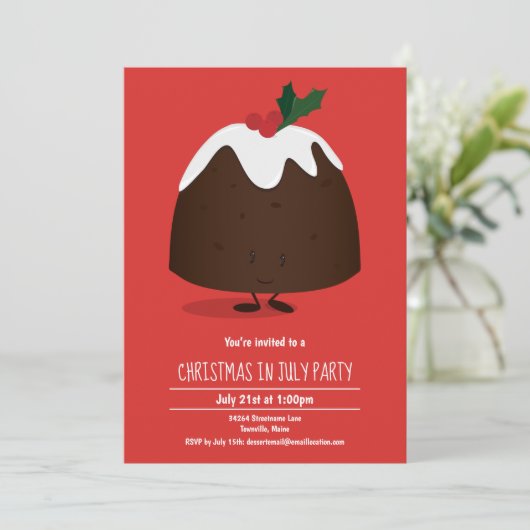 Kerstmis in uitnodiging van juli (Staand voorkant)