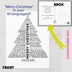 🎄 Kerstmis in veel talen vakantie-briefkaart Feestdagenkaart