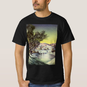 Kerstmis in vintage stijl, Bevroren meer met schaa T-shirt