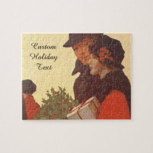 Kerstmis in vintage stijl, cadeaus shoppen voor li legpuzzel
