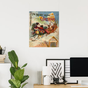 Kerstmis in vintage stijl, de nacht voor Kerstmis Poster