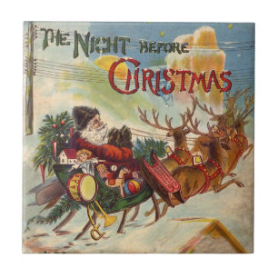 Kerstmis in vintage stijl, de nacht voor Kerstmis Tegeltje