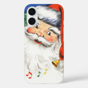 Kerstmis in vintage stijl, jolige Kerstman met muz iPhone 16 Hoesje