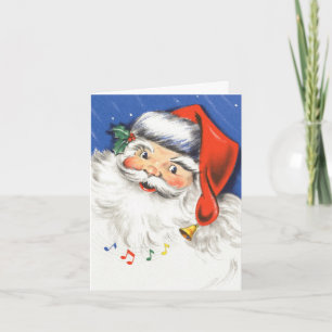 Kerstmis in vintage stijl, jolige Kerstman met muz Feestdagen Kaart