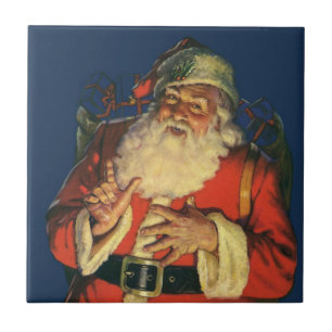 Kerstmis in vintage stijl, jolige Kerstman met spe Tegeltje