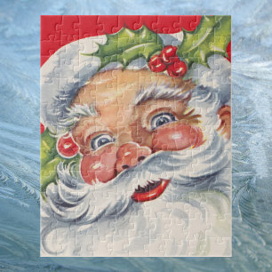 Kerstmis in vintage stijl, jolige Kerstman met zij Legpuzzel