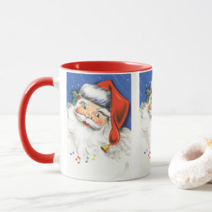 Kerstmis in vintage stijl, joviale Kerstman met mu Mok