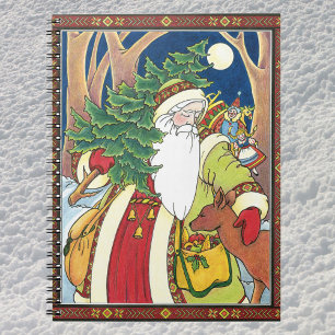 Kerstmis in vintage stijl, Kerstman hert in bos Notitieboek