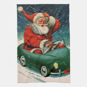 Kerstmis in vintage stijl, Kerstman in een leuk au Theedoek