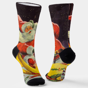Kerstmis in vintage stijl, Kerstman in een ruimtes Sokken