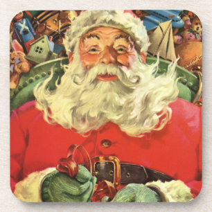 Kerstmis in vintage stijl, Kerstman in slee met sp Drankjes Onderzetter