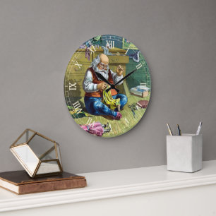 Kerstmis in vintage stijl, Kerstman maakt poppen Grote Klok