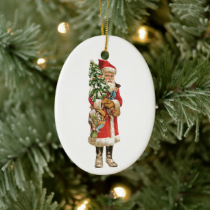 Kerstmis in vintage stijl, kerstman uitknipfiguur keramisch ornament