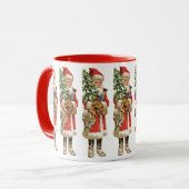 Kerstmis in vintage stijl, kerstman uitknipfiguur mok (Voorkant links)