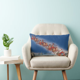 Kerstmis in vintage stijl, Kerstman vliegt met sle Kussen