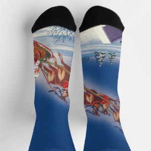 Kerstmis in vintage stijl, Kerstman vliegt met sle Sokken