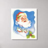 Kerstmis in vintage stijl, retro jolige kerstman canvas afdruk (Voorkant)