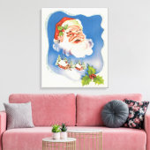 Kerstmis in vintage stijl, retro jolige kerstman canvas afdruk (Insitu (Woonkamer))