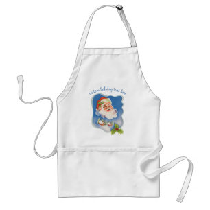 Kerstmis in vintage stijl, retro jolige kerstman standaard schort