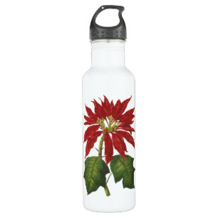 Kerstmis in vintage stijl, Rode Poinsettia Winterp Waterfles