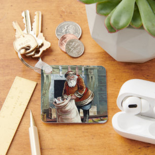 Kerstmis in vintage stijl, Sinterklaas bij de open Sleutelhanger