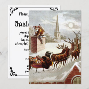 Kerstmis in vintage stijl, Sinterklaas op het dak Kaart