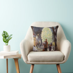 Kerstmis in vintage stijl, vader die met de kinder kussen