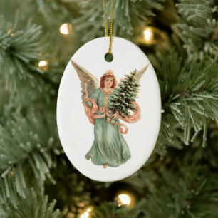 Kerstmis in vintage stijl, Victoriaanse engel met Keramisch Ornament