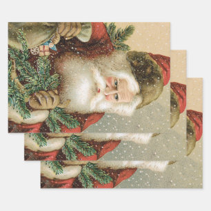 Kerstmis in vintage stijl, Victoriaanse Kerstman m Inpakpapier Vel