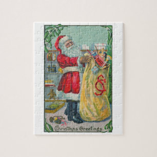 Kerstmis in vintage stijl, Victoriaanse Kerstman m Legpuzzel