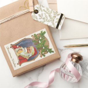 Kerstmis in vintage stijl, Victoriaanse Kerstman m Rechthoekige Sticker