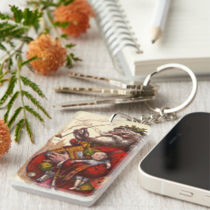 Kerstmis in vintage stijl, Victoriaanse Kerstman m Sleutelhanger