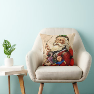 Kerstmis in vintage stijl, Victoriaanse Kerstman P Kussen