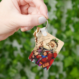 Kerstmis in vintage stijl, Victoriaanse Kerstman P Sleutelhanger
