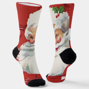 Kerstmis in vintage stijl, vrolijke Kerstman knipo Sokken