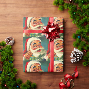 Kerstmis in vintage stijl, vrolijke retro 50's Ker Cadeaupapier