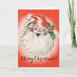 Kerstmis in vintage stijl, vrolijke retro 50s kers feestdagen kaart