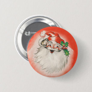 Kerstmis in vintage stijl, vrolijke retro 50s kers ronde button 5,7 cm