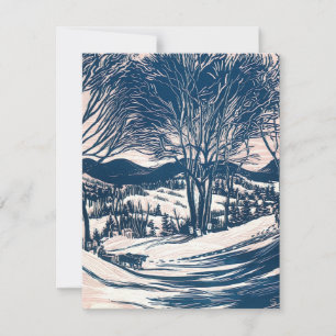 Kerstmis in vintage stijl, winters sneeuwberg land kaart