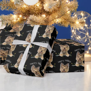 Kerstmis in Yorkshire Terrier op zwart Cadeaupapier