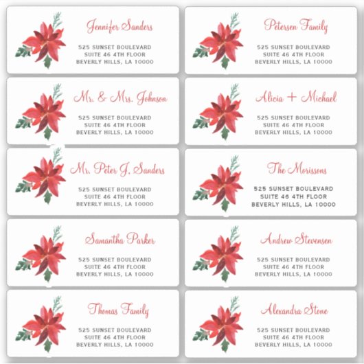 Kerstmis, individuele gast adresetiketten sticker (Voorkant)