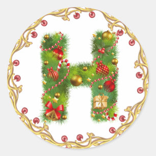 kerstmis initiaal H monogram sticker