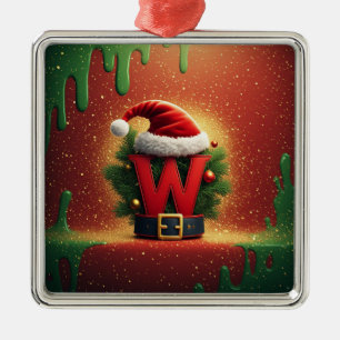 Kerstmis Initiaal W Voor Kerstcadeaus Metalen Ornament