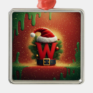 Kerstmis Initiaal W Voor Kerstcadeaus Metalen Ornament