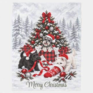Kerstmis Inpakken Ondeugende Scottie Schnauzer Wes Fleece Deken