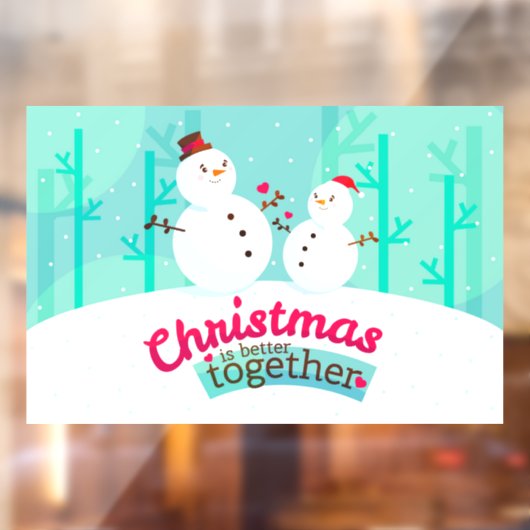 Kerstmis is beter bij Snowmen Window Cling Raamsticker (Vel 2)