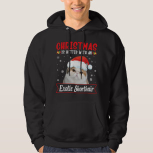 Kerstmis is beter met een exotische kortharige kat hoodie