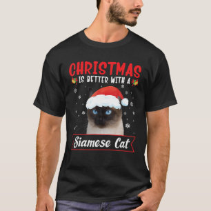 Kerstmis is beter met een Siamese kat Vrolijke Ker T-shirt