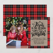 Kerstmis is de Gelegenheid Buffalo Plaid Feestdagenkaart (Voorkant / Achterkant)